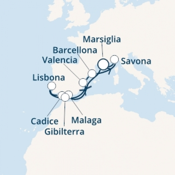 Costa Diadema - Franciaország, Spanyolország, Portugália, Gibraltár, Olaszország