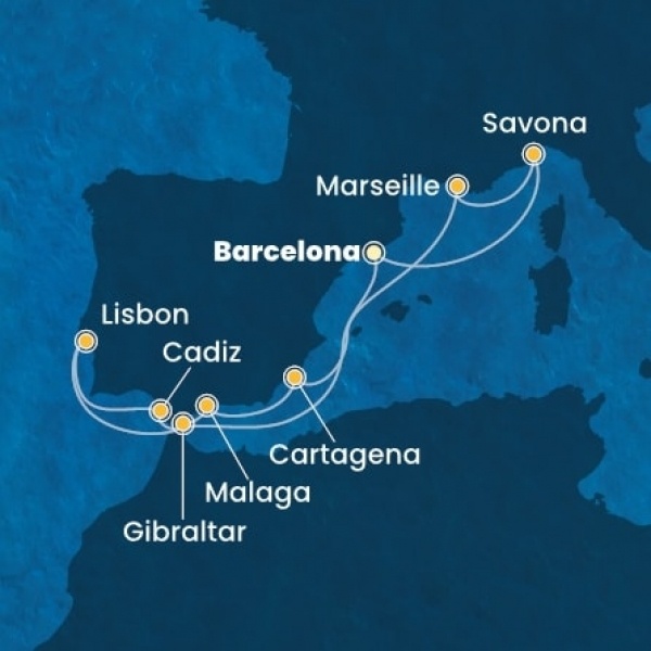 Costa Favolosa - Spanyolország, Olaszország, Franciaország, Gibraltár, Portugália