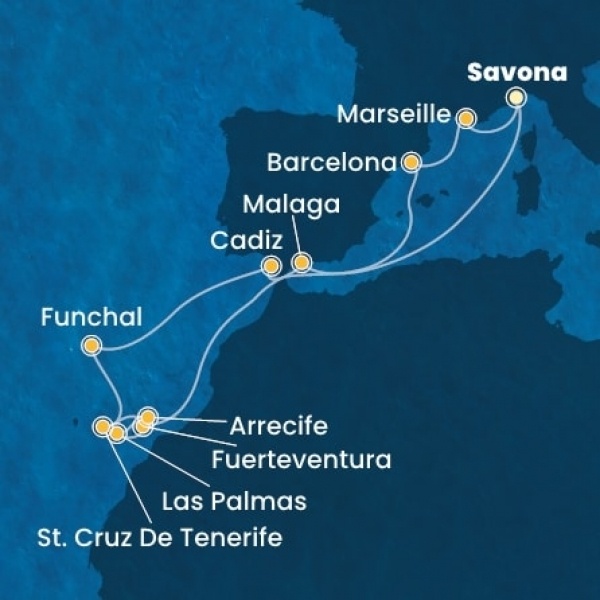 Costa Fortuna - Olaszország, Spanyolország, Kanári-szigetek, Madeira, Franciaország