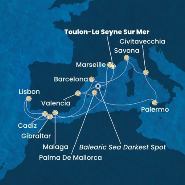 Costa Pacifica - Franciaország, Spanyolország, Baleár-szigetek, Olaszország, Gibraltár, Portugália