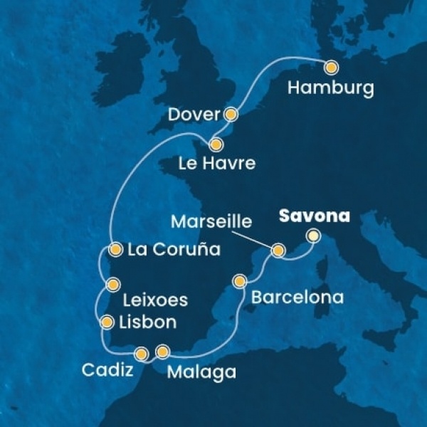 Costa Favolosa - Olaszország, Franciaország, Spanyolország, Portugália, Nagy-Britannia, Németország