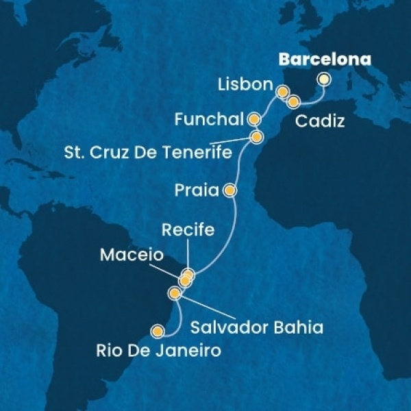 Costa Favolosa - Spanyolország, Portugália, Madeira, Kanári-szigetek, Brazília