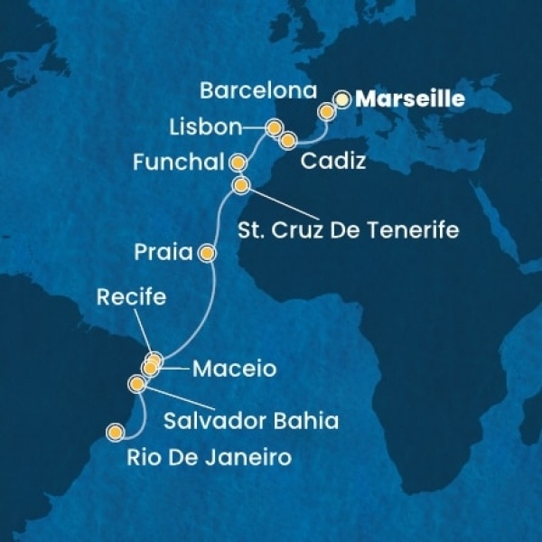 Costa Favolosa - Franciaország, Spanyolország, Portugália, Madeira, Kanári-szigetek, Brazília