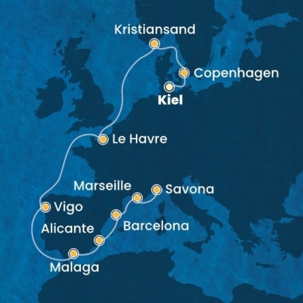 Costa Diadema - Németország, Dánia, Norvégia, Franciaország, Spanyolország, Olaszország