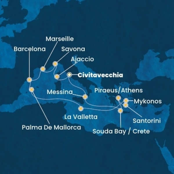 Costa Fascinosa - Olaszország, Corsica (France), Franciaország, Spanyolország, Baleár-szigetek, Málta, Görögország