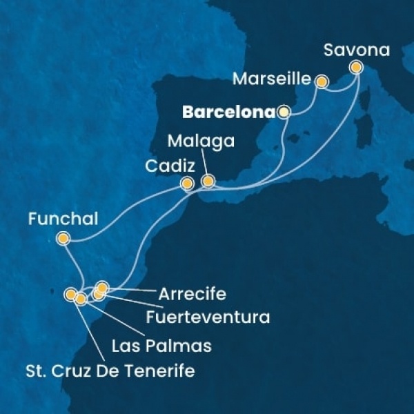Costa Fortuna - Spanyolország, Franciaország, Olaszország, Kanári-szigetek, Madeira