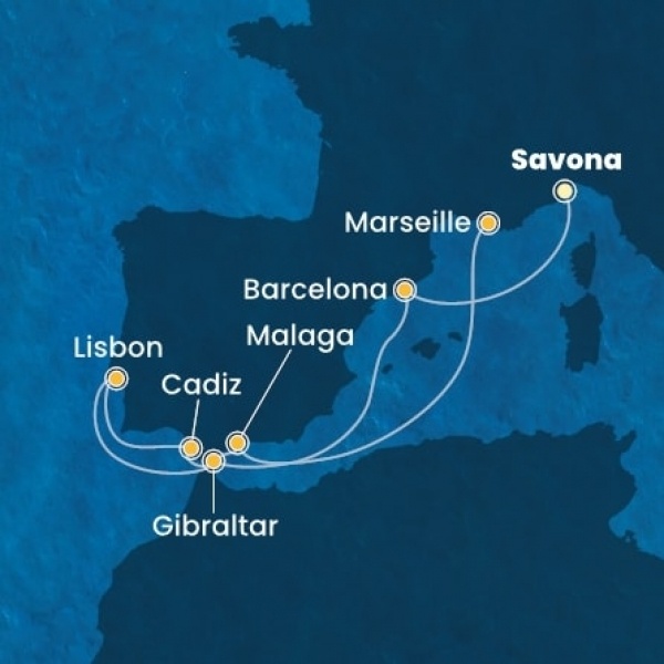 Costa Pacifica - Olaszország, Spanyolország, Gibraltár, Portugália, Franciaország