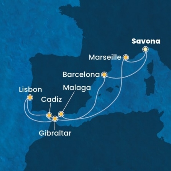 Costa Pacifica - Olaszország, Spanyolország, Gibraltár, Portugália, Franciaország