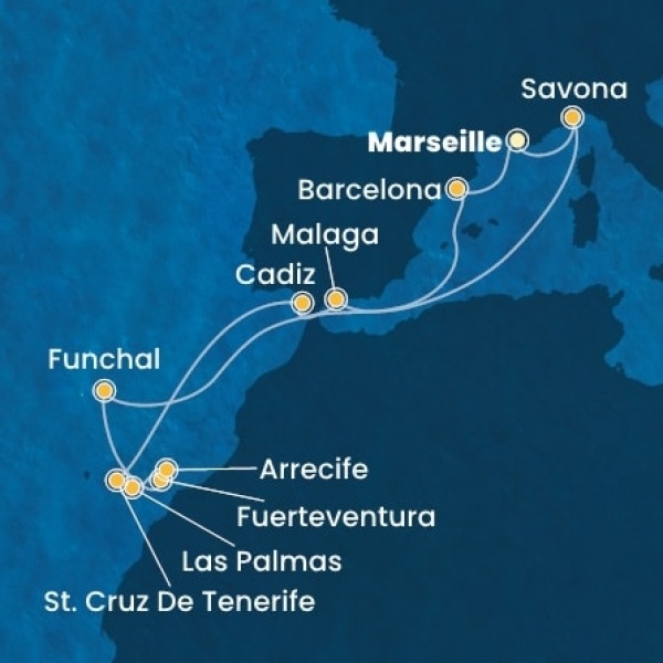Costa Fortuna - Franciaország, Olaszország, Spanyolország, Madeira, Kanári-szigetek