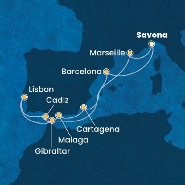 Costa Favolosa - Olaszország, Franciaország, Spanyolország, Gibraltár, Portugália