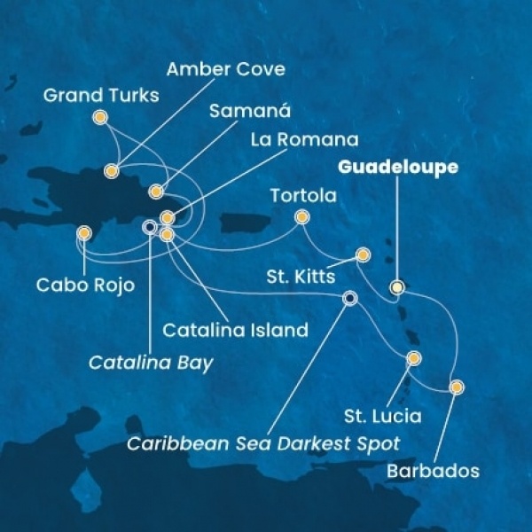 Costa Pacifica - Holland Antillák (ABC-szigetek), Virgin szigetek, Dominikai Köztársaság, Turks szigetek
