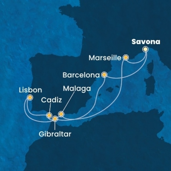 Costa Pacifica - Olaszország, Spanyolország, Gibraltár, Portugália, Franciaország