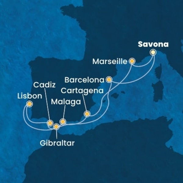 Costa Diadema - Olaszország, Spanyolország, Portugália, Gibraltár, Franciaország