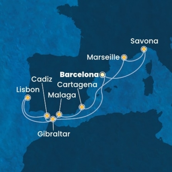 Costa Diadema - Spanyolország, Portugália, Gibraltár, Franciaország, Olaszország