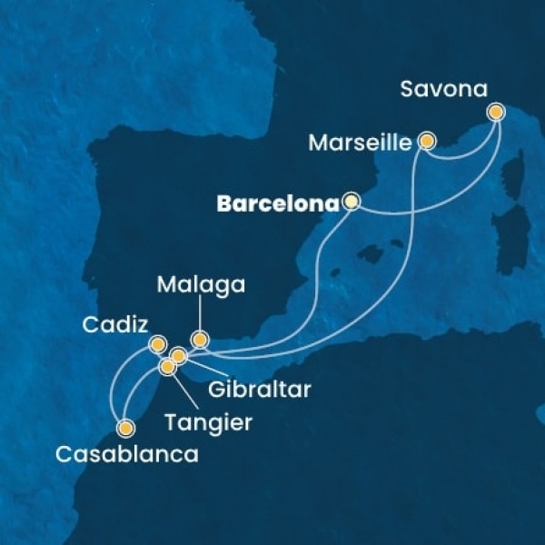 Costa Diadema - Spanyolország, Marokkó, Gibraltár, Franciaország, Olaszország