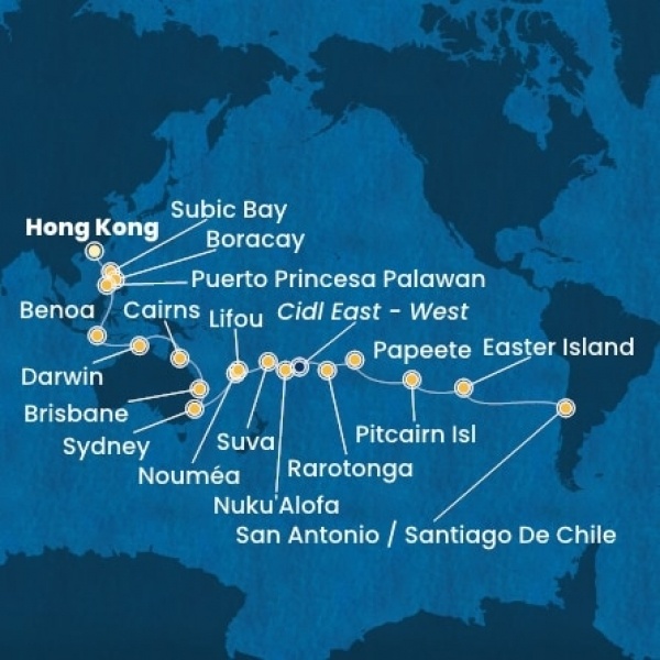 Costa Serena - Kína, Fülöp-szigetek, Ausztrália, Hawaii, Fiji, Tonga, Francia Polinézia, Chile