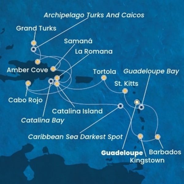 Costa Pacifica - Holland Antillák (ABC-szigetek), Virgin szigetek, Dominikai Köztársaság, Turks szigetek