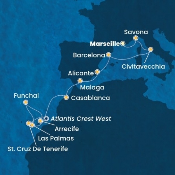 Costa Pacifica - Franciaország, Olaszország, Spanyolország, Marokkó, Kanári-szigetek, Madeira
