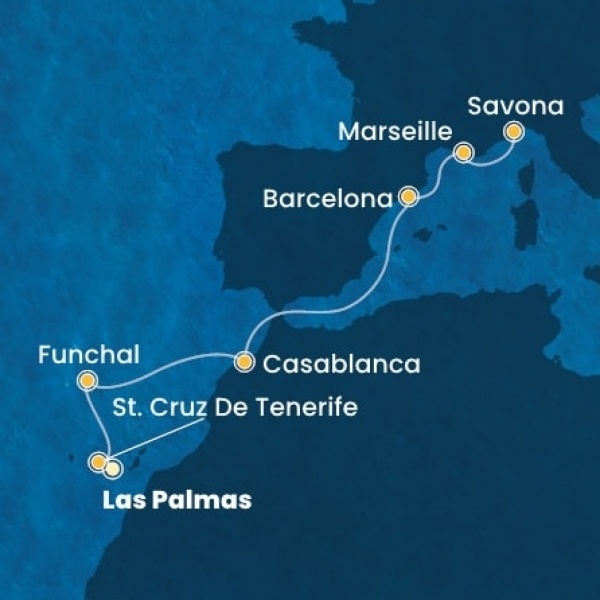 Costa Fortuna - Kanári-szigetek, Madeira, Marokkó, Spanyolország, Franciaország, Olaszország