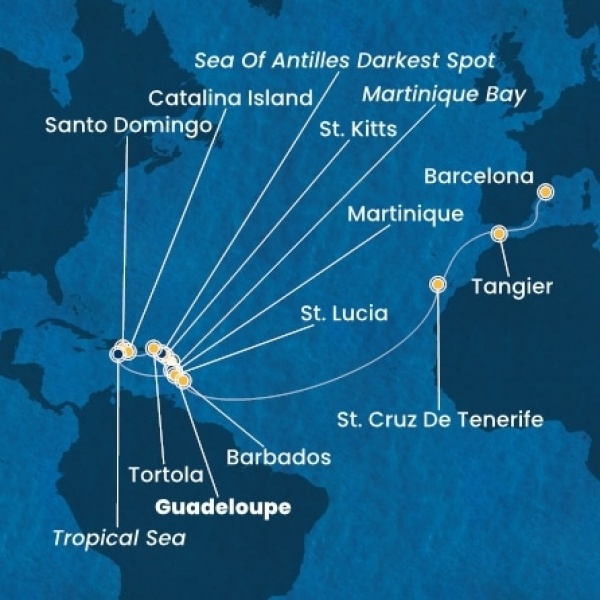 Costa Fascinosa - Holland Antillák (ABC-szigetek), Virgin szigetek, Dominikai Köztársaság, Kanári-szigetek, Marokkó, Spanyolország