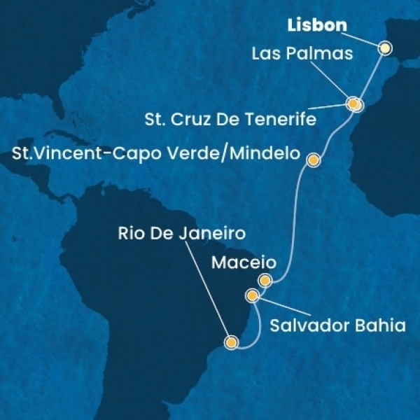 Costa Diadema - Portugália, Kanári-szigetek, Zöld-Foki Köztársaság, Brazília