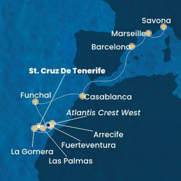 Costa Fortuna - Kanári-szigetek, Spanyolország, Madeira, Marokkó, Franciaország, Olaszország