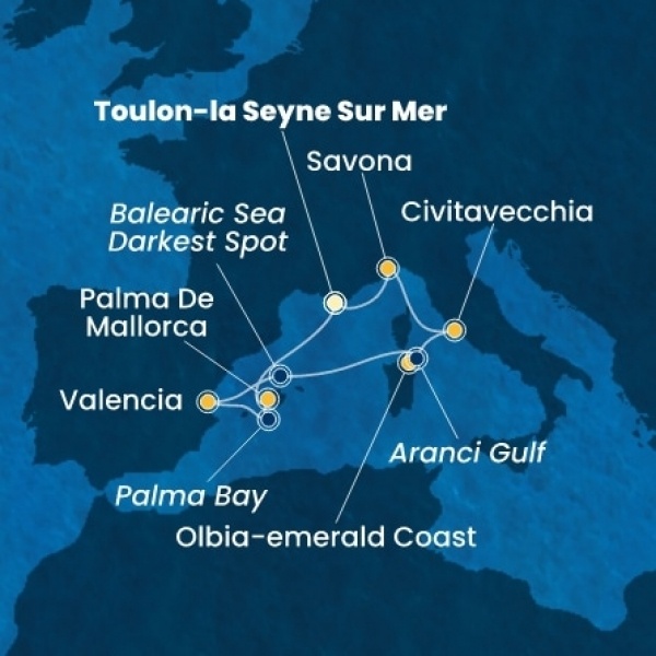 Costa Pacifica - Franciaország, Baleár-szigetek, Spanyolország, Olaszország