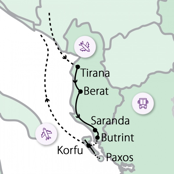 Dél-Albánia partjaitól Korfu szigetéig