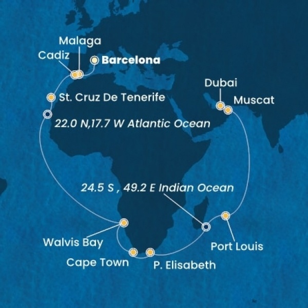 Costa Smeralda - Spanyolország, Kanári-szigetek, Namibia, South Africa, Mauritius, Omán Szultánság, Egyesült Arab Emirátusok