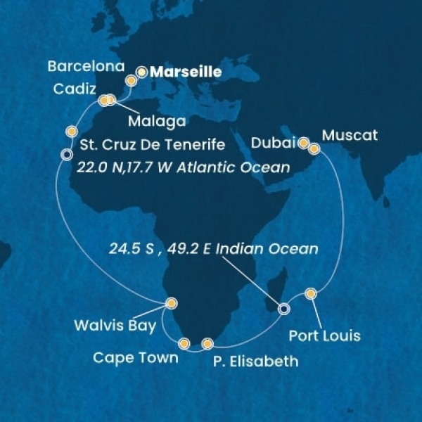 Costa Smeralda - Franciaország, Spanyolország, Kanári-szigetek, Namibia, South Africa, Mauritius, Omán Szultánság, Egyesült Arab Emirátusok