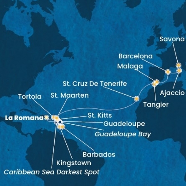 Costa Fascinosa - Dominikai Köztársaság, Holland Antillák (ABC-szigetek), Virgin szigetek, Kanári-szigetek, Marokkó, Spanyolország, Corsica (France), Olaszország