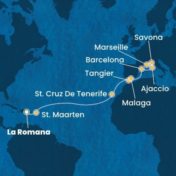Costa Fascinosa - Dominikai Köztársaság, Holland Antillák (ABC-szigetek), Kanári-szigetek, Marokkó, Spanyolország, Corsica (France), Olaszország, Franciaország
