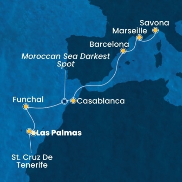 Costa Fortuna - Kanári-szigetek, Madeira, Marokkó, Spanyolország, Franciaország, Olaszország