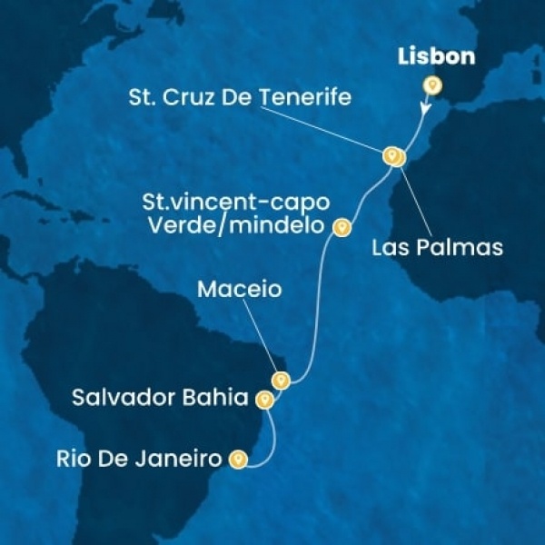 Costa Diadema - Portugália, Kanári-szigetek, Zöld-Foki Köztársaság, Brazília