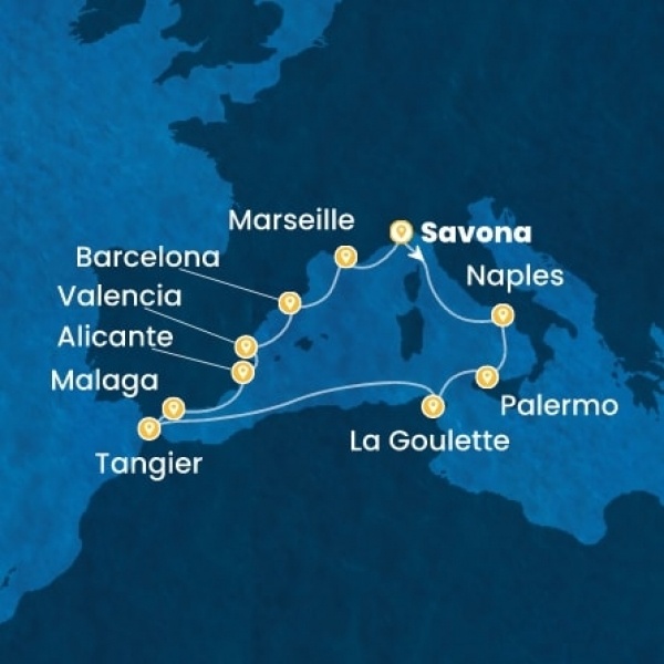 Costa Pacifica - Olaszország, Tunézia, Marokkó, Spanyolország, Franciaország