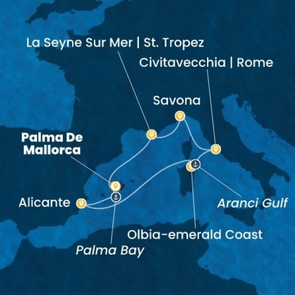 Costa Pacifica - Baleár-szigetek, Spanyolország, Olaszország, Franciaország