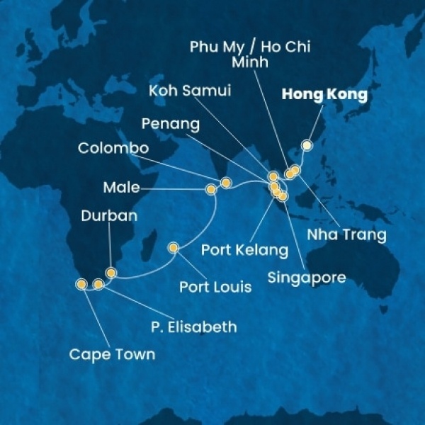 Costa Deliziosa - Kína, Vietnám, Szingapúr, Malajzia, Sri Lanka, Maldív-szigetek, Mauritius, South Africa
