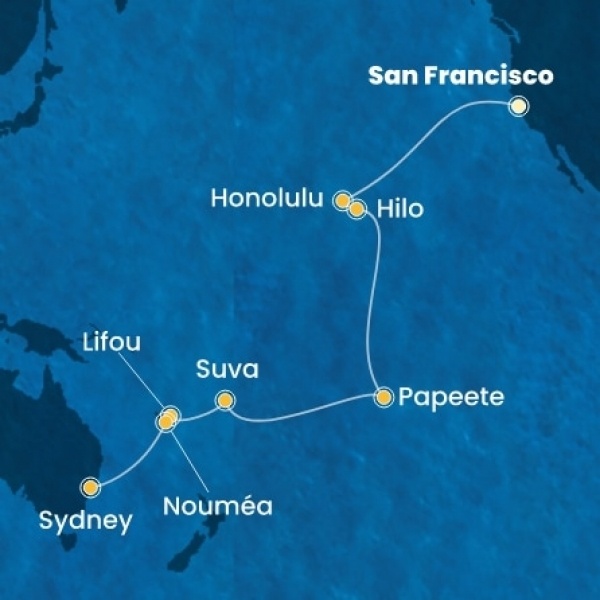 Costa Deliziosa - Amerikai Egyesült Államok, Hawaii, Francia Polinézia, Fiji, Ausztrália