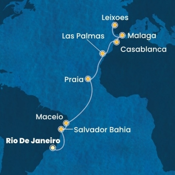 Costa Diadema - Brazília, Kanári-szigetek, Marokkó, Spanyolország, Portugália