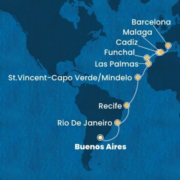 Costa Serena - Argentína, Brazília, Zöld-Foki Köztársaság, Kanári-szigetek, Madeira, Spanyolország