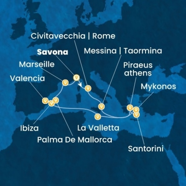 Costa Serena - Olaszország, Görögország, Málta, Baleár-szigetek, Spanyolország, Franciaország
