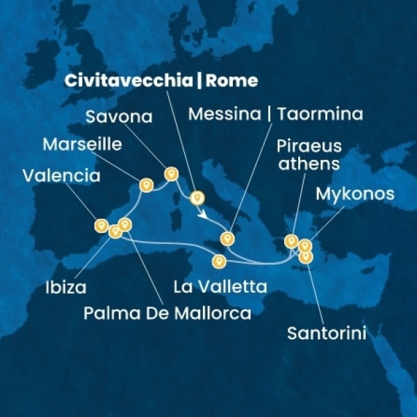 Costa Serena - Olaszország, Görögország, Málta, Baleár-szigetek, Spanyolország, Franciaország