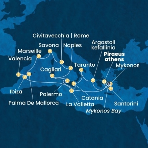 Costa Serena - Görögország, Málta, Baleár-szigetek, Spanyolország, Franciaország, Olaszország