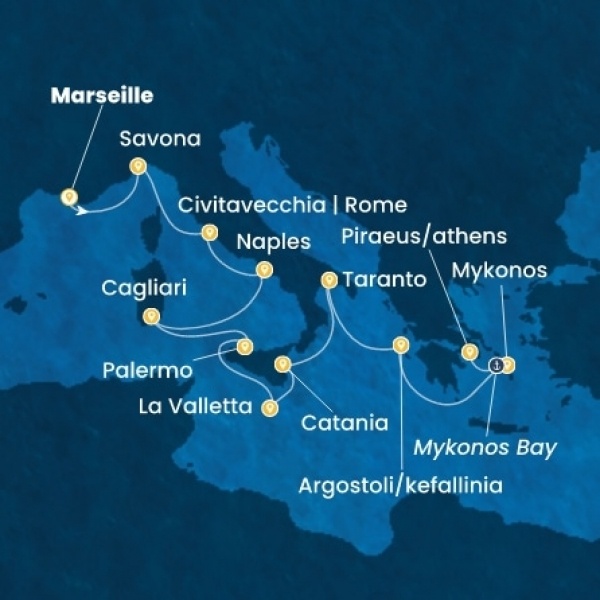Costa Serena - Franciaország, Olaszország, Málta, Görögország
