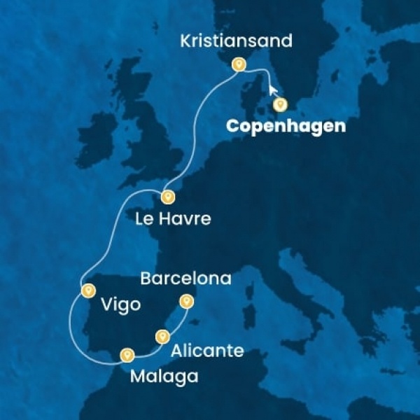 Costa Diadema - Dánia, Norvégia, Franciaország, Spanyolország