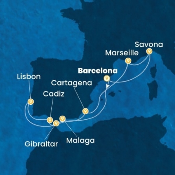 Costa Diadema - Spanyolország, Portugália, Gibraltár, Franciaország, Olaszország