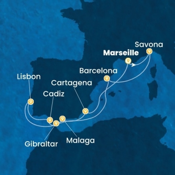 Costa Diadema - Franciaország, Olaszország, Spanyolország, Portugália, Gibraltár