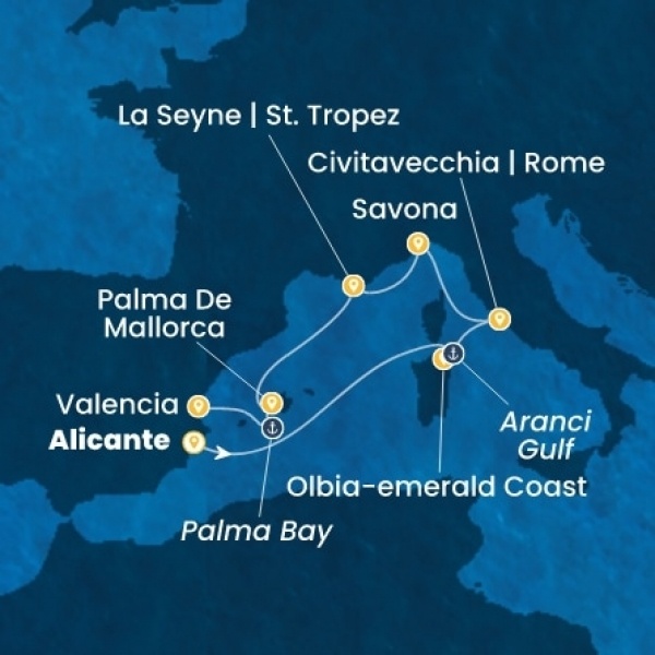 Costa Pacifica - Spanyolország, Olaszország, Franciaország, Baleár-szigetek
