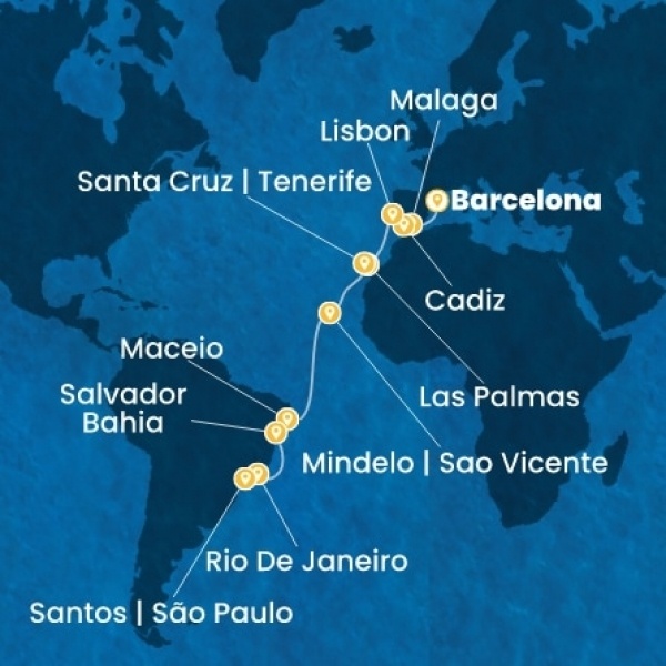 Costa Diadema - Spanyolország, Portugália, Kanári-szigetek, Zöld-Foki Köztársaság, Brazília
