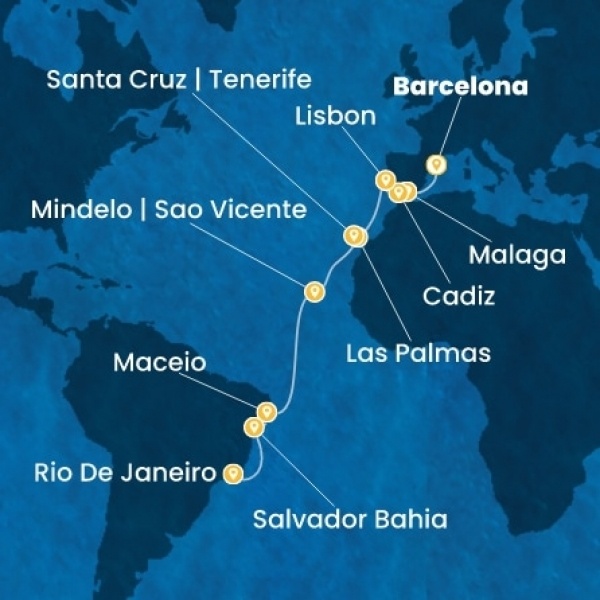 Costa Diadema - Spanyolország, Portugália, Kanári-szigetek, Zöld-Foki Köztársaság, Brazília